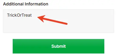 The checkout Remarks field, labelled Additional Information, pointed at by an arrow